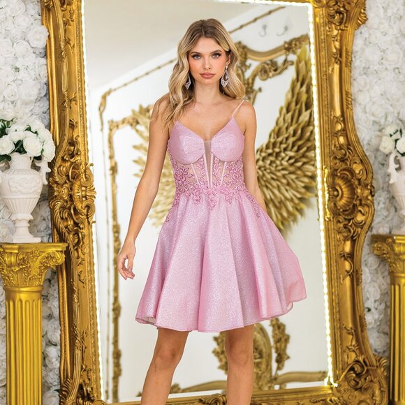 New Sleeveless A-Line Cocktail Dress w/ Sweetheart Neck & Boned Bodice DQ 3407 - Picture 1 of 8